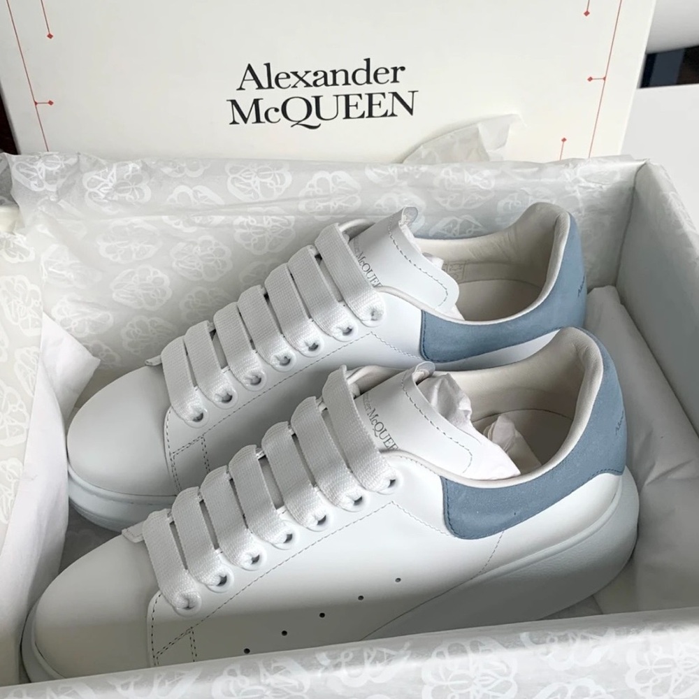 Alexander McQueen White and Blue Women's Sneakers - Picture 2 of 2